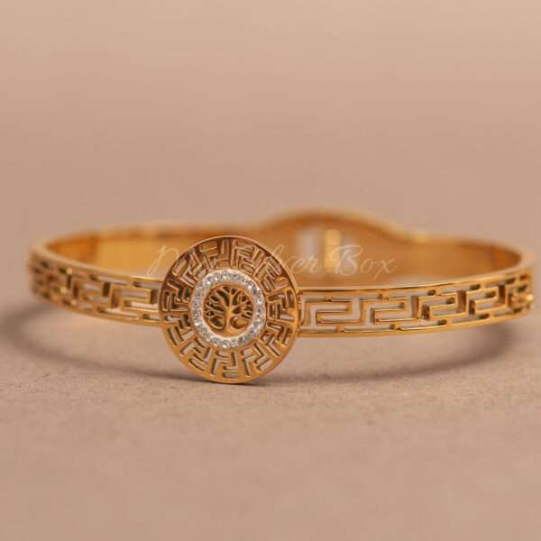 Versace Design Gold Bangle Bracelet - Image 3