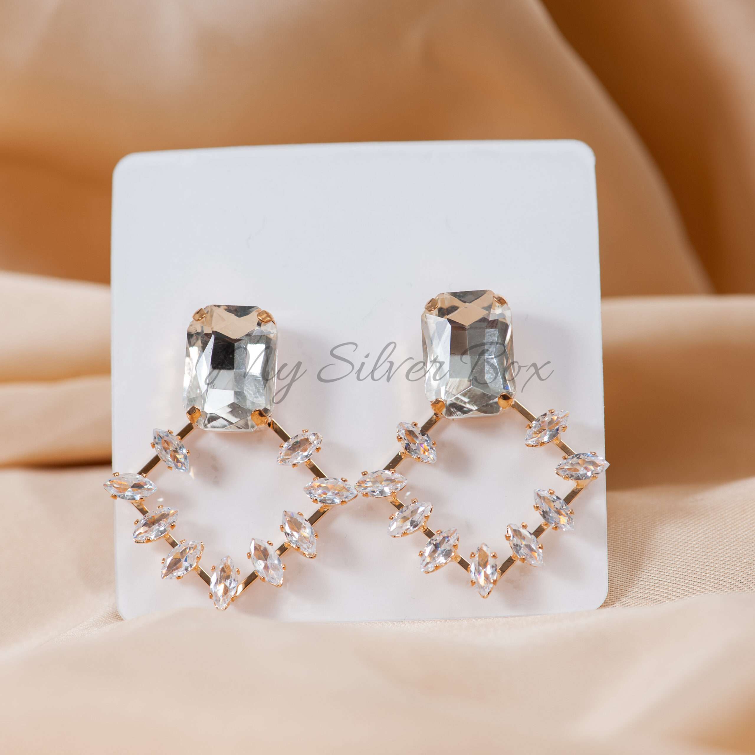 Diamond Shape Gold Earrings