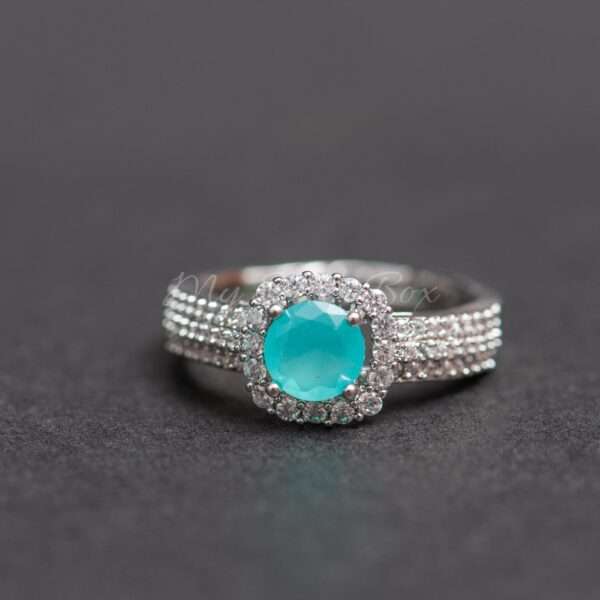 Silver Ring with Blue Zircon - Image 3