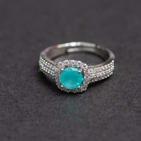 Silver Ring with Blue Zircon - Image 2