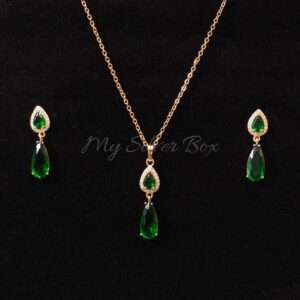 Almond Shaped Emerald Green Zircon Set