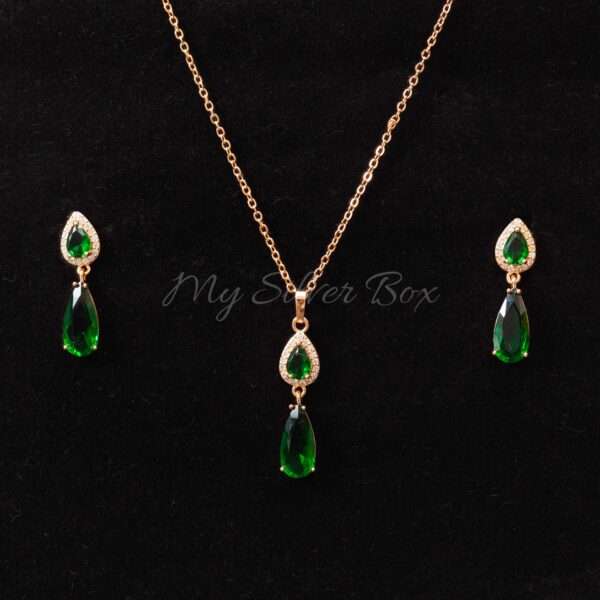 Almond Shaped Emerald Green Zircon Set - Image 3