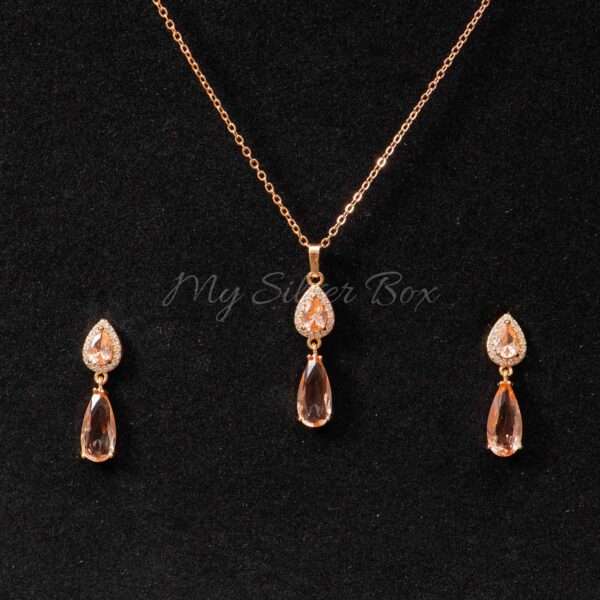 Almond Shaped champagne Zircon Set - Image 2