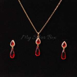Almond Shaped Red Zircon Set