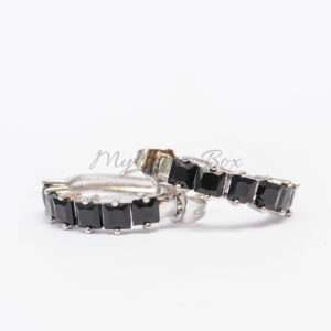 Loop Silver Earrings with Black Zircon