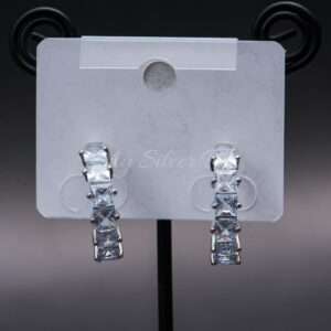 Loop Earrings Silver with Silver Zircon