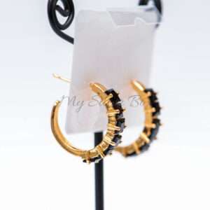 Loop earrings Gold with Black Zircon