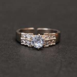 Adjustable Silver Ring with Silver Zircon