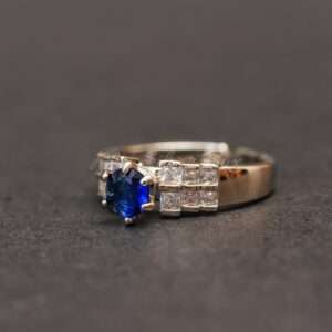 Adjustable Ring Silver Blue Zircon