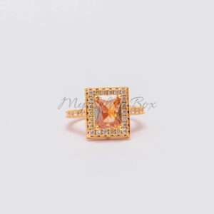 Adjustable Gold Zircon Ring with Champagne Square stone