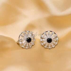 Silver with Black Zircon Earrings