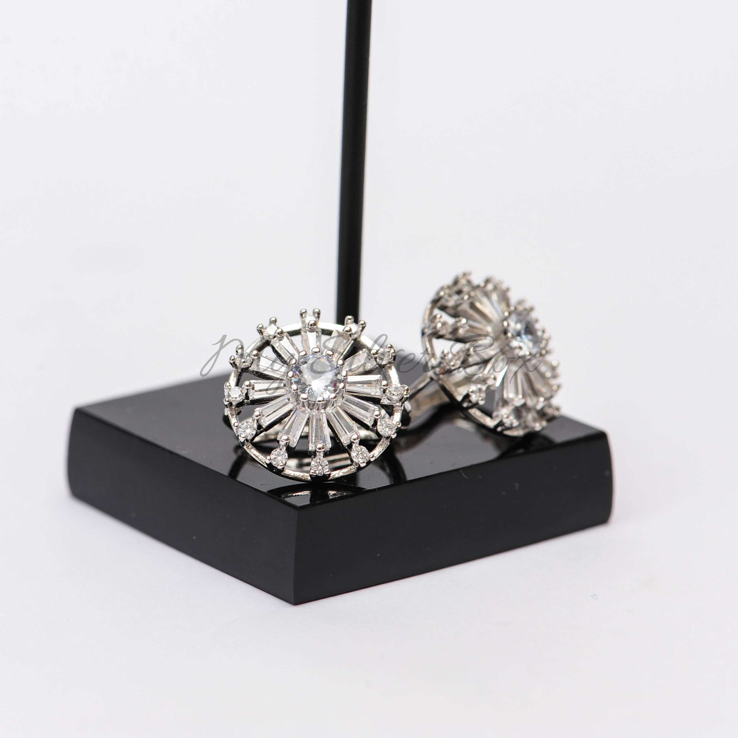 Silver with Silver Zircon Earrings