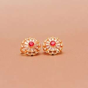 Golden with Red Zircon Earrings