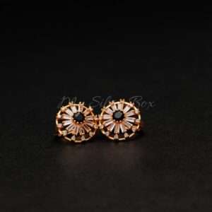Golden with Black Zircon Earrings