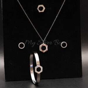 Hexagon Design Set Black Center (Silver)