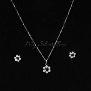 Silver Pendant Set with Black Zircon