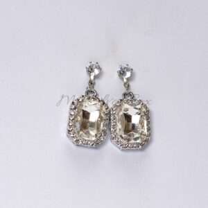 Silver Rectangle Zircon Earring