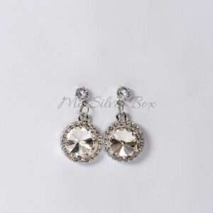 Silver Circle Drop Zircon Earring