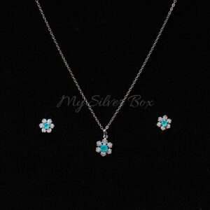 Silver Pendant set with Ferozi Zircon