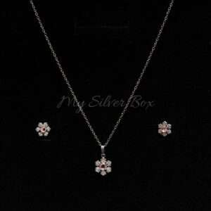 Silver Pendant Set with Champagne Zircon