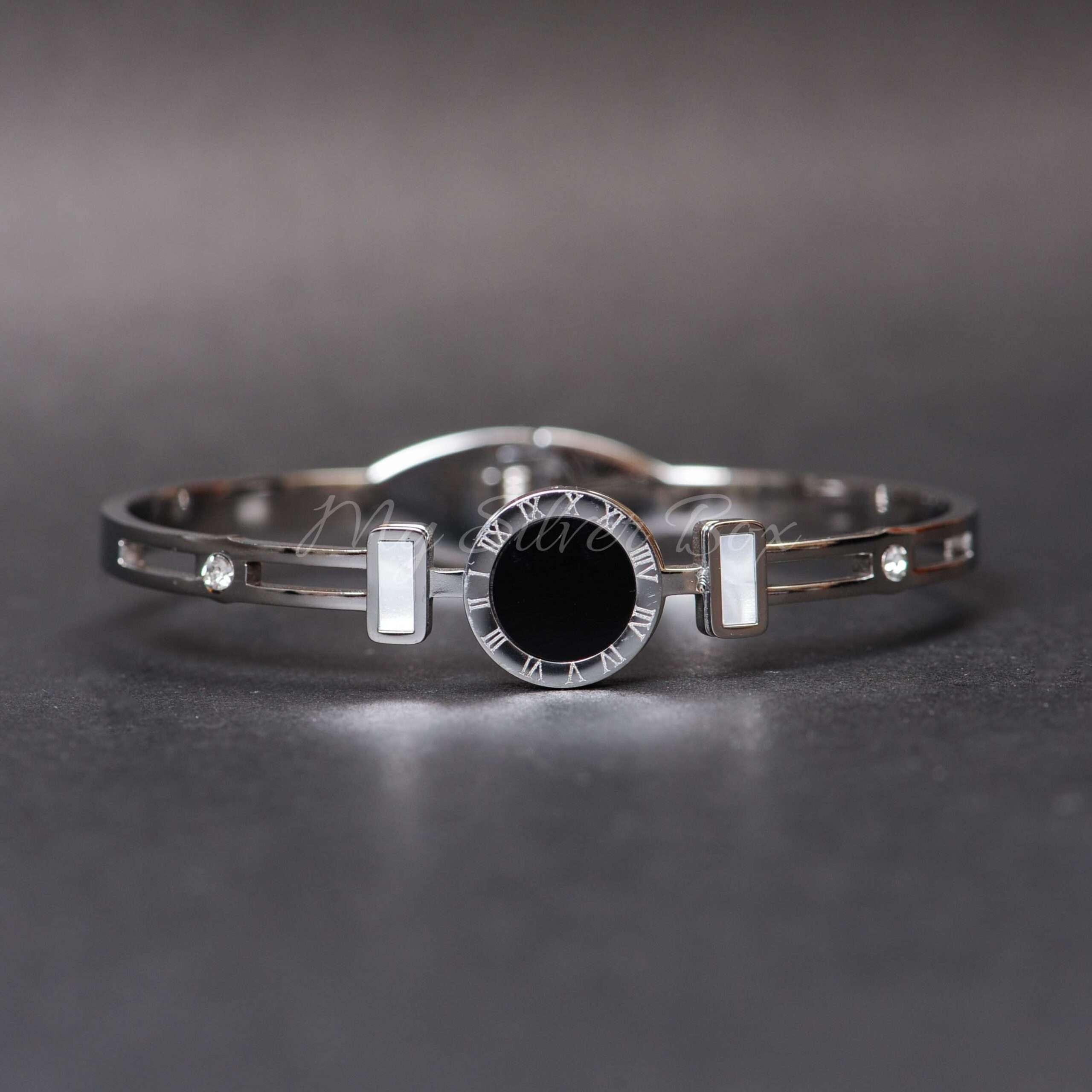 Silver Roman & Black Center Bracelet