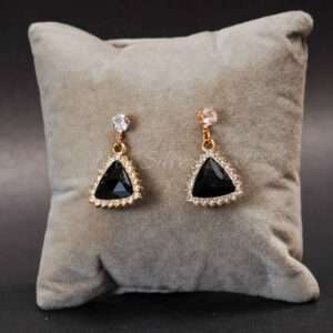 Black stone triangle earring
