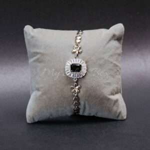 Black Center Zircon Silver Bracelet