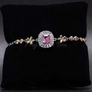 Pink Center Zircon Silver Bracelet