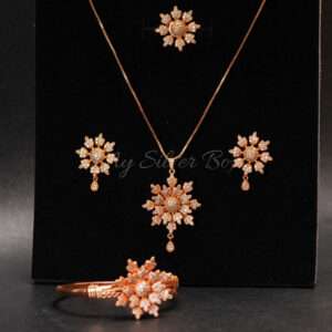 Golden Flower Set (Silver Zircon)