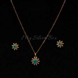 Mint Green Zircon Flower Gold Set