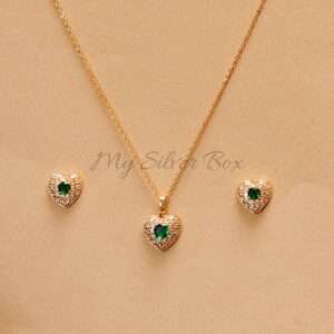 Dark green Zircon Heart Gold Set