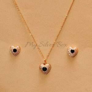 Black Zircon Heart Gold Set