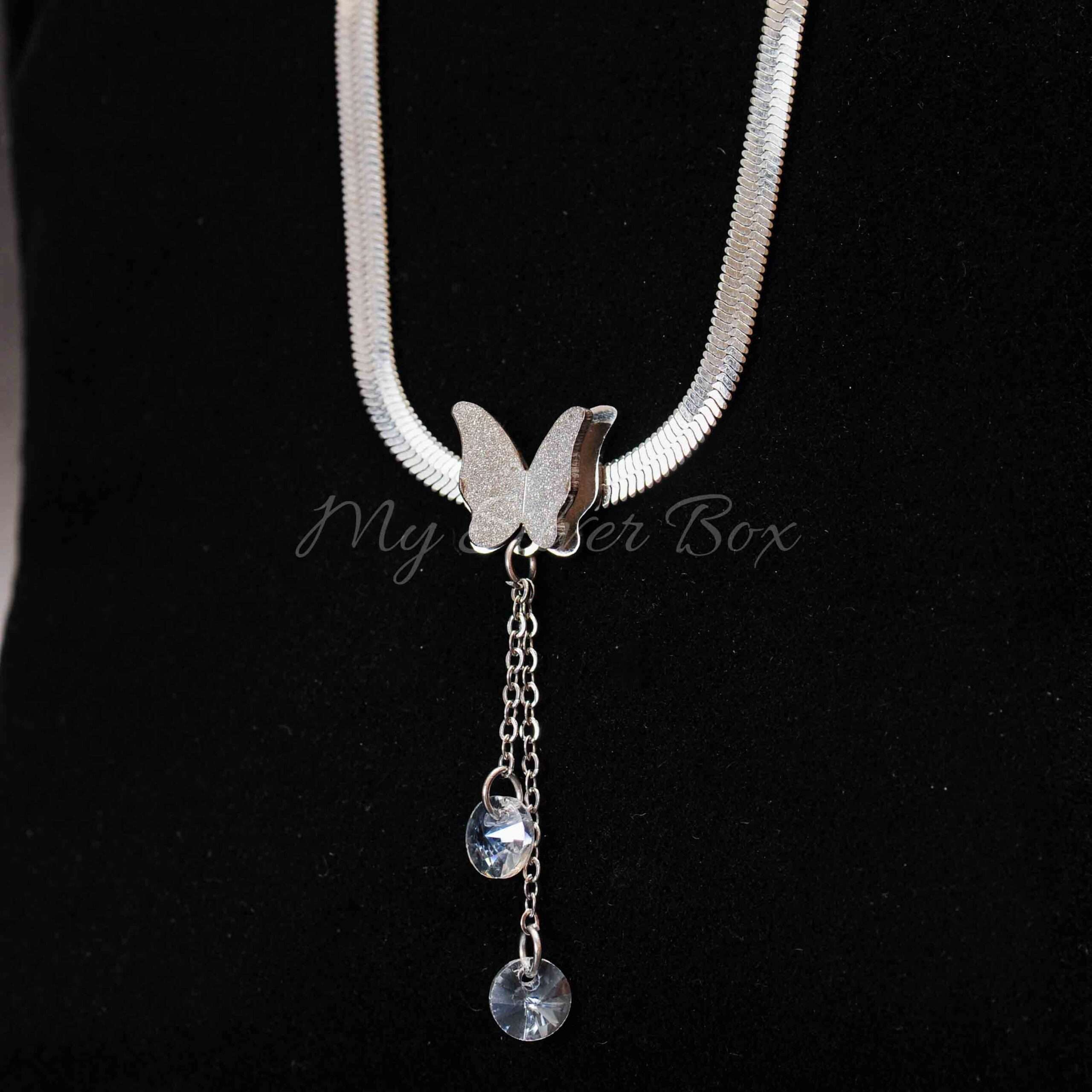 Silver Shimmery Butterfly Locket