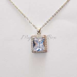 Silver Rectangle Zircon Silver Locket