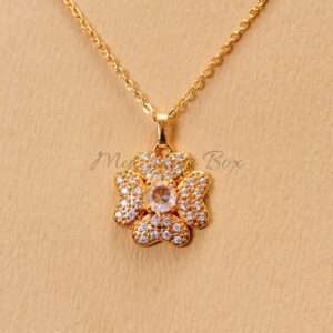 Silver Center Zircon Flower Gold Locket