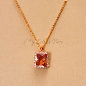 Champagne Rectangle Zircon Gold Locket