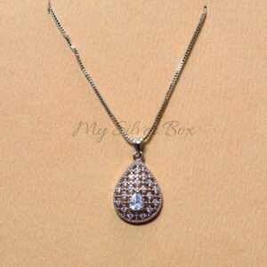 Silver Center Tear Shape Zircon Locket