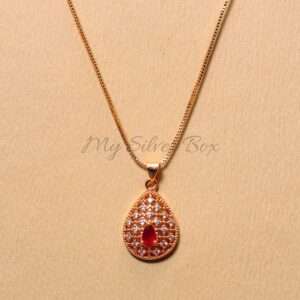 Red Center Tear Shape Zircon Locket