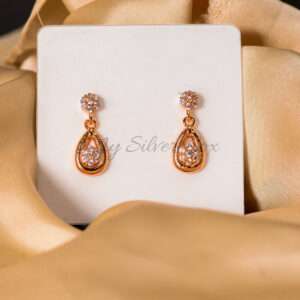 Gold Earrings with 2 Silver Zircon Flower