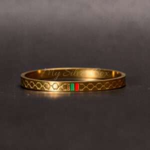 Gold Gucci Bangle with Red & Green Strip